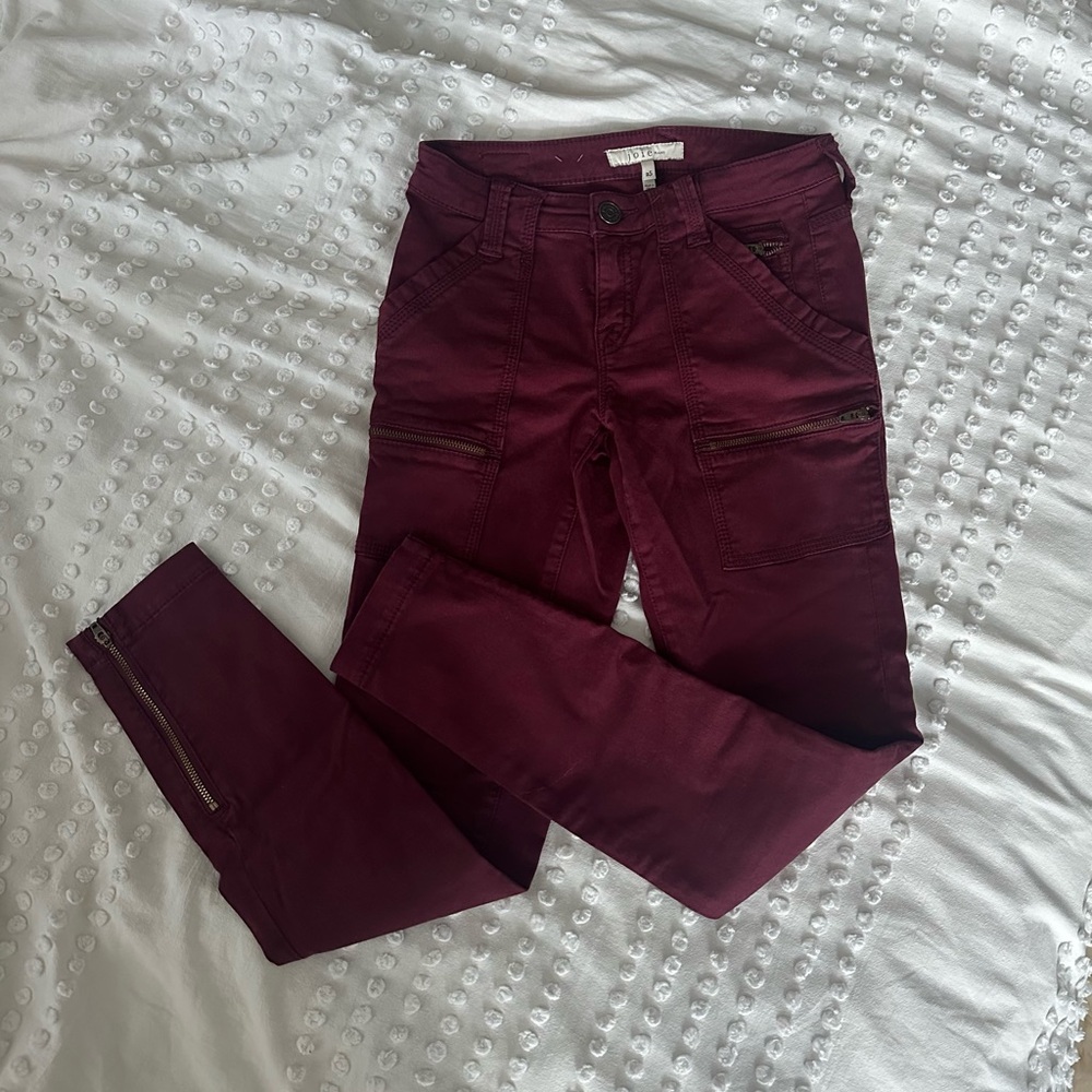 Joie Park Burgundy Skinny Cropped Jeans